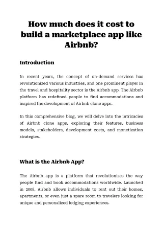 How much does it cost to build a marketplace app like Airbnb