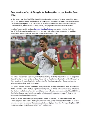 30WTH-Germany Euro Cup Soccer Dilemma - A Struggle for Redemption