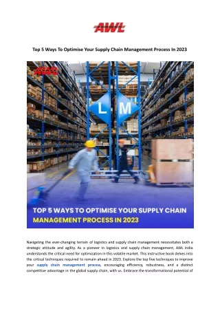 Top 5 Ways To Optimise Your Supply Chain Management Process In 2023