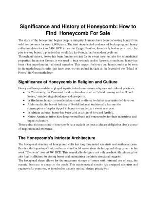 Significance and History of Honeycomb_ How to Find  Honeycomb For Sale
