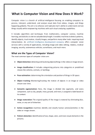 What is Computer Vision and How Does it Work?