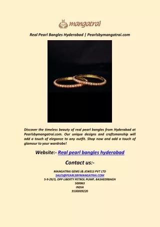 Real Pearl Bangles Hyderabad  Pearlsbymangatrai.com