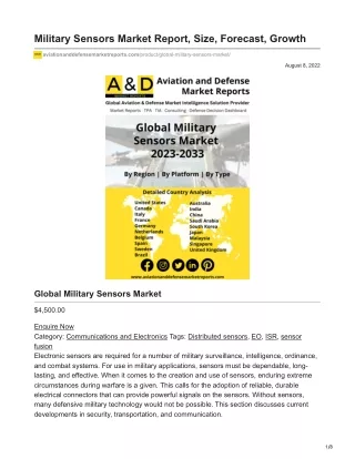 Military Sensors Market Report Size Forecast Growth