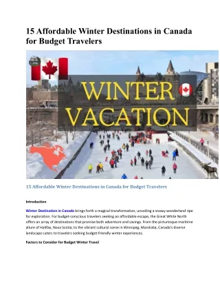 15 Affordable Winter Destinations in Canada for Budget Travelers