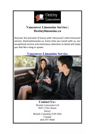 Vancouver Limousine Service | Destinylimousine.ca