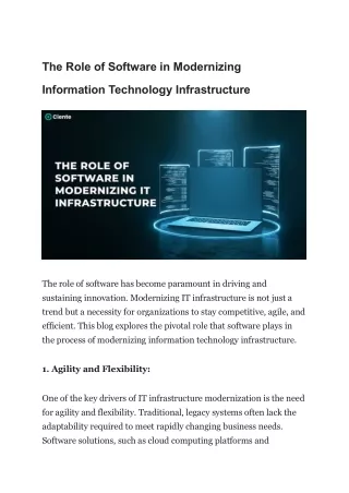 The Role of Software in Modernizing Information Technology Infrastructure