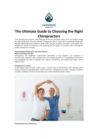The Ultimate Guide to Choosing the Right Chiropractors