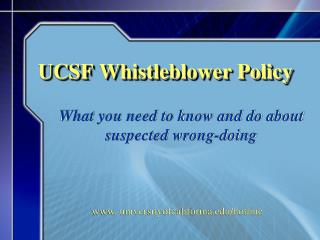 UCSF Whistleblower Policy