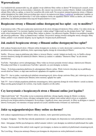 Bezpieczne strony z filmami online dostępnymi bez opłat