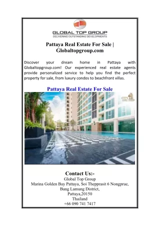 Pattaya Real Estate For Sale | Globaltopgroup.com