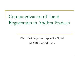 Computerization of Land Registration in Andhra Pradesh