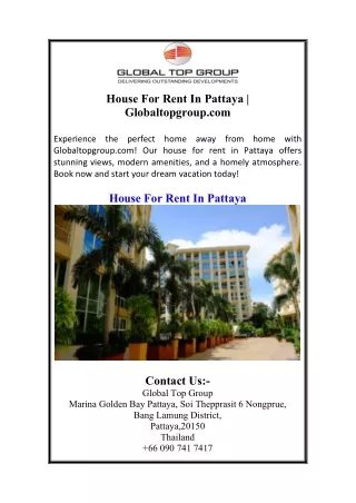 House For Rent In Pattaya  Globaltopgroup.com