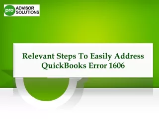 Step-by-Step Fixes For QuickBooks Error 1606