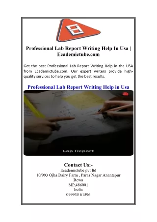 Professional Lab Report Writing Help In Usa | Ecademictube.com