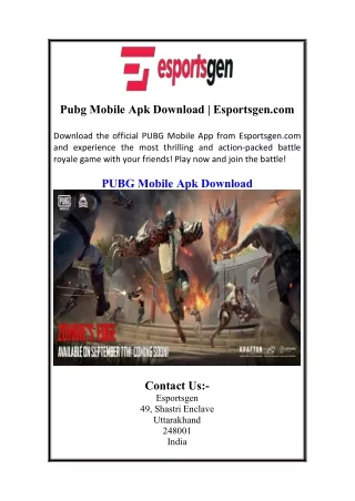 Pubg Mobile Apk Download | Esportsgen.com