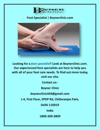 Foot Specialist | Boynerclinic.com