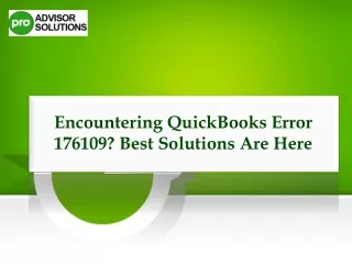 Quick Solutions For QuickBooks Error 176109