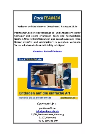 Verladen und Entladen von ContainernPackteam24.de