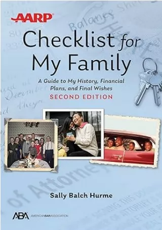 download⚡️[EBOOK]❤️ ABA/AARP Checklist for My Family: A Guide to My History, Financial Plans, and Final Wishes, Second E