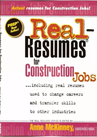 Download⚡️PDF❤️ Real-Resumes for Construction Jobs (Real-Resumes Series)