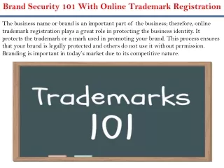 Brand Security 101 With Online Trademark Registration
