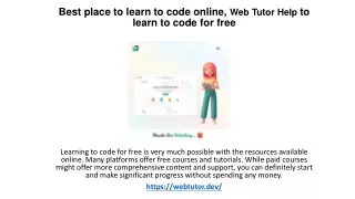 Web Tutor Help to learn to code for free, Best place to learn to code online