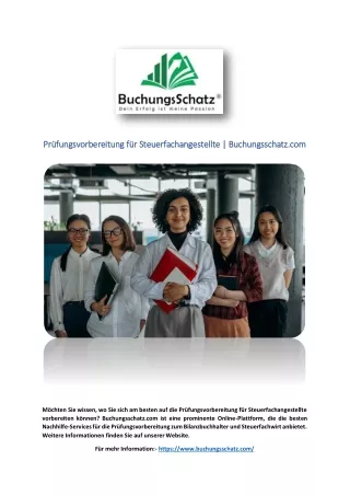 Prüfungsvorbereitung für Steuerfachangestellte | Buchungsschatz.com