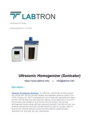 Ultrasonic Homogenizer (Sonicator)