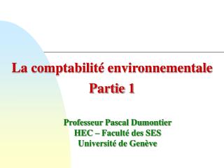 La comptabilité environnementale Partie 1