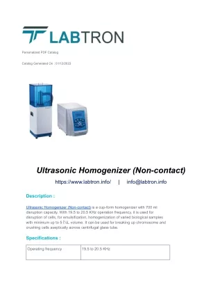 Ultrasonic Homogenizer (Non-contact)