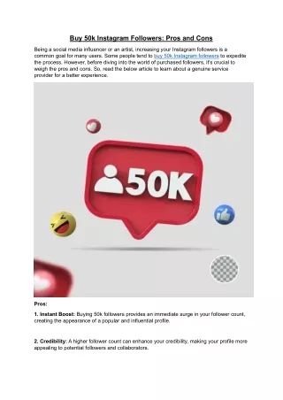 Buy 50k Instagram Followers- Pros and Cons