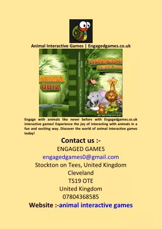 Animal Interactive Games  Engagedgames co uk