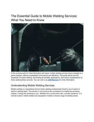 Mobile Welding Services - Your On-Site Solution Guide