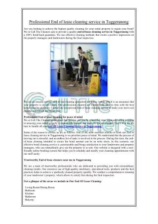 Professional End of lease cleaning service in Tuggeranong