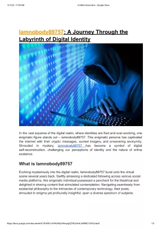 Iamnobody89757- A Journey Through the Labyrinth of Digital Identity