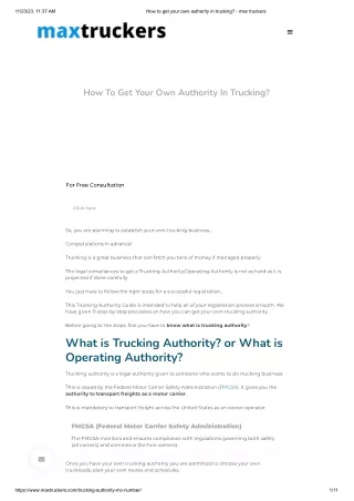 How to get your own authority in trucking_ - max truckers