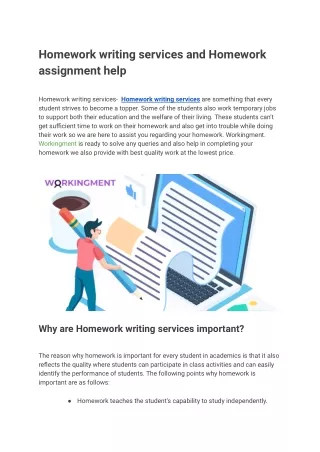 Homework writing services and Homework assignment help