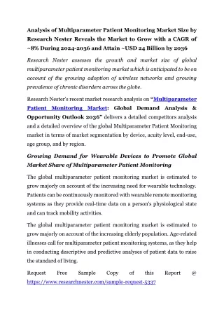 Multiparameter Patient Monitoring Market: Global Demand Analysis & Opportunity