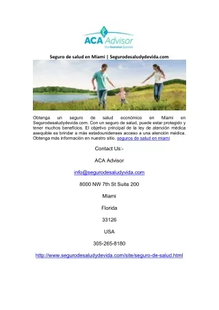 Seguro de salud en Miami | Segurodesaludydevida.com