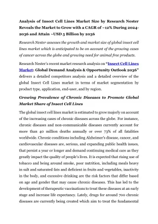 Insect Cell Lines Market: Global Demand Analysis & Opportunity Outlook 2036