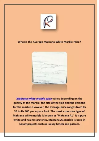 What is the Average Makrana White Marble Price