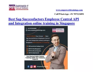 Best Sap Successfactors Employee Central API and Integration online training in Singapore