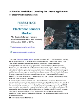 A Global Market: Exploring the Regional Dynamics of Electronic Sensors Market
