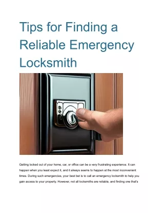 Tips for Finding a Reliable Emergency Locksmith