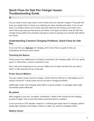 Quick Fixes for Dab Pen Charger Issues Troubleshooting Guide