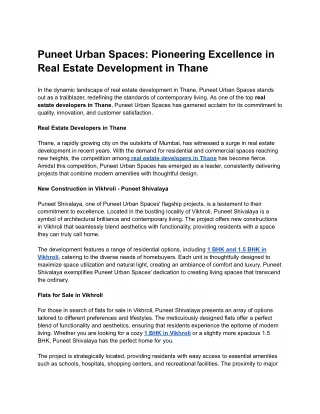 Puneet Urban Spaces_ Pioneering Excellence in Real Estate Development in Thane