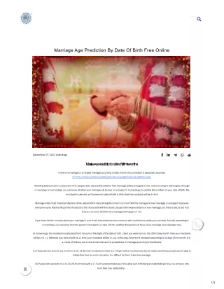 Marriage Age Prediction By Date Of Birth Free Online