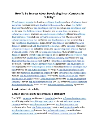 How To Be Smarter About Developing Smart Contracts In Solidity.docx