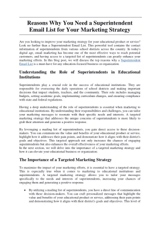 Reasons Why You Need a Superintendent Email List for Your Marketing Strategy-infoglobaldata