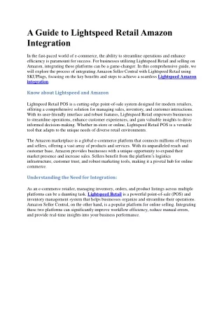 A Guide to Lightspeed Retail Amazon Integration